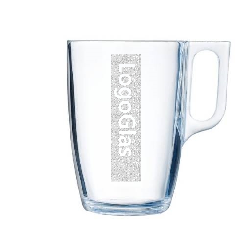 LOGO Voluto  Bockbecher 400ml mit Henkel Arcoroc mit Logo Gravur