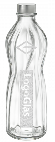 LOGO 1l Glasflasche AQUA mit Metallschraubverschluss | Bormioli Rocco mit Logo-Gravur