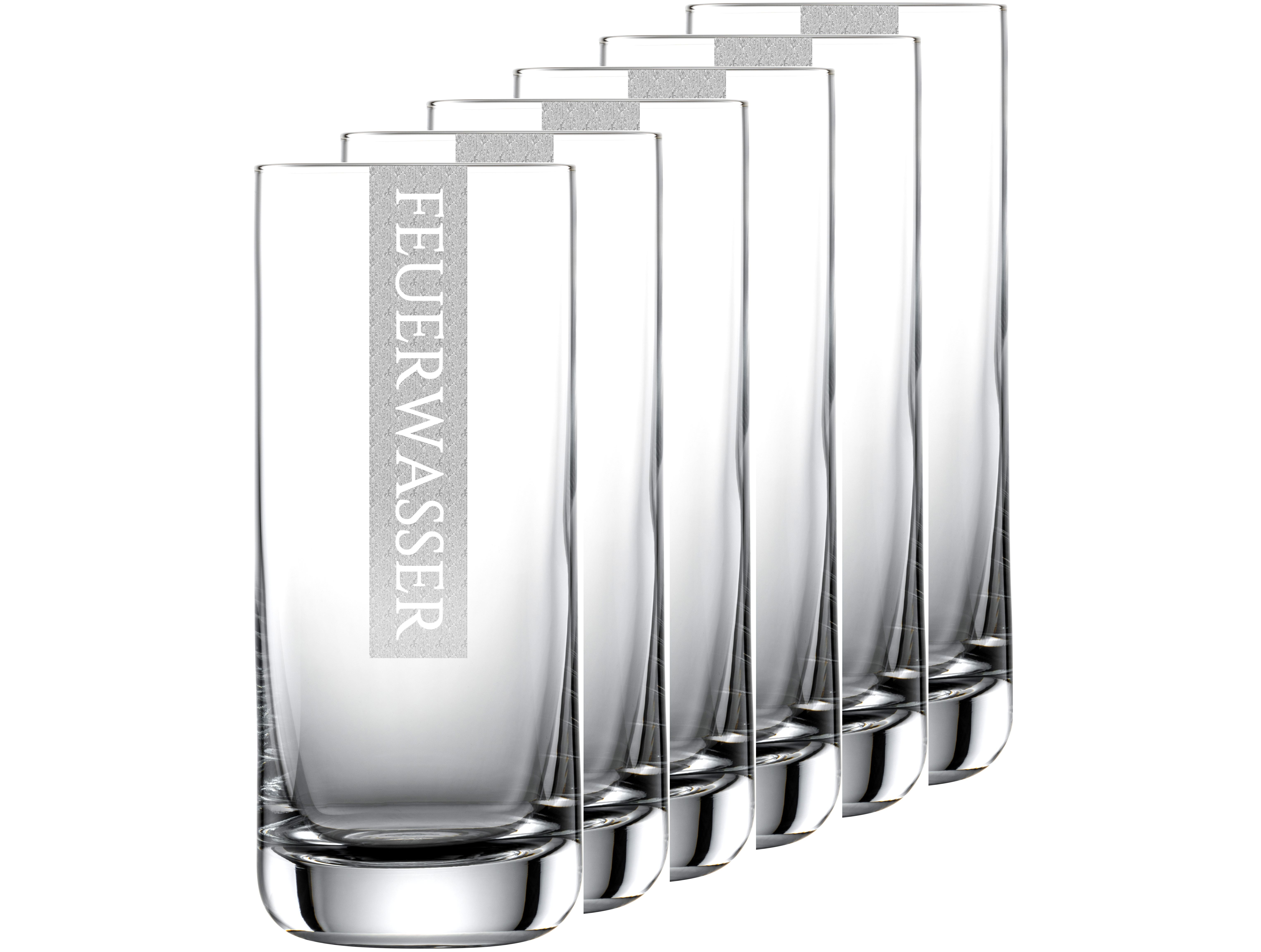 FEUERWASSER Gläser | 6 Stück 390ml Schott Longdrinkglas | CoolGlas 