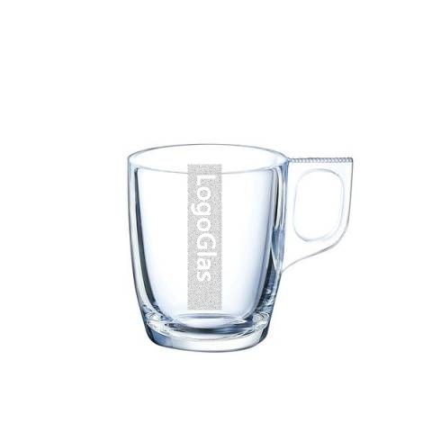 LOGO Voluto Espressoglas 90ml mit Henkel Arcoroc mit Logo Gravur